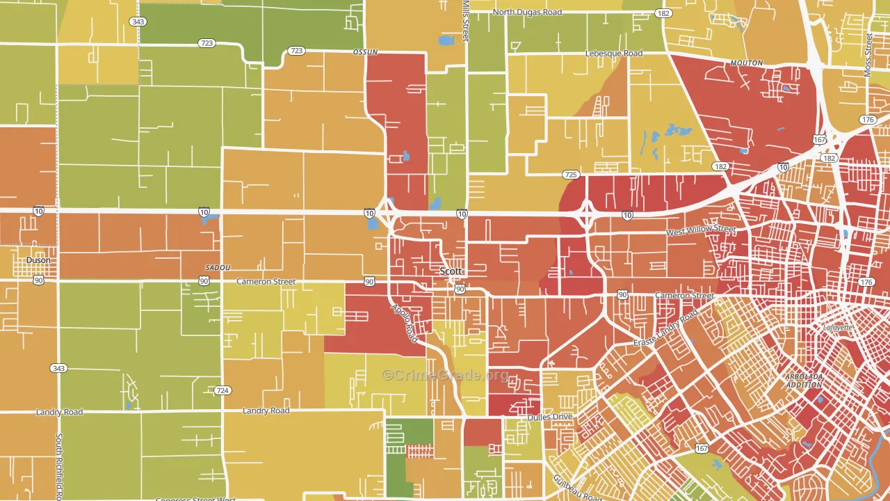 Scott, LA Map of Burglary Rates