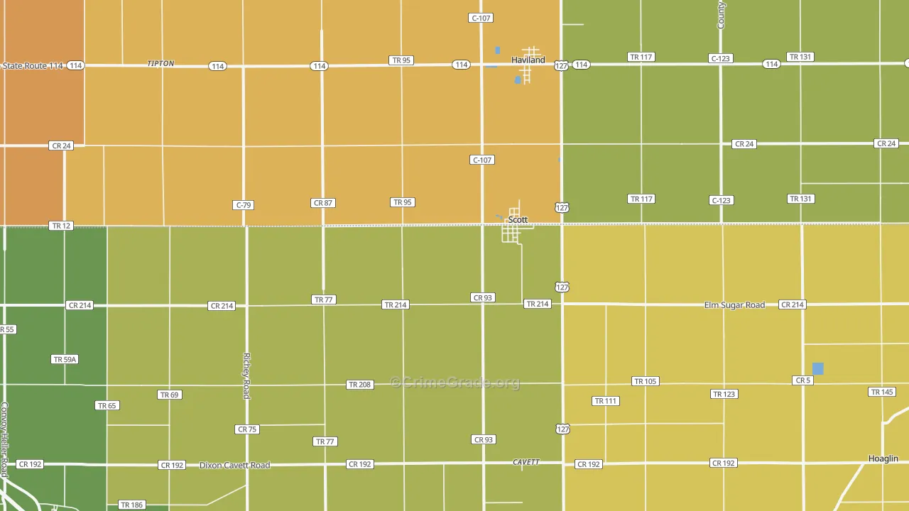 Scott, OH Map of Burglary Rates