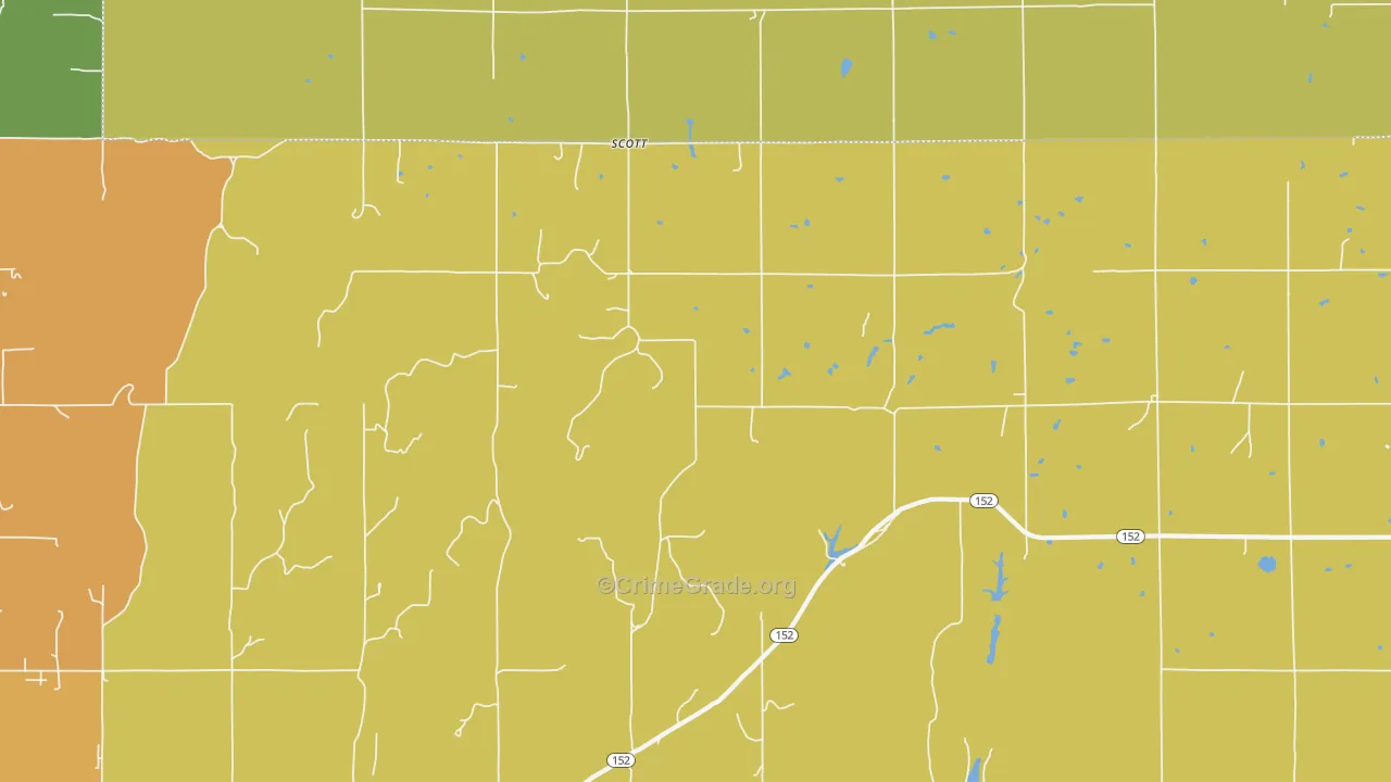 Scott, OK Map of Burglary Rates