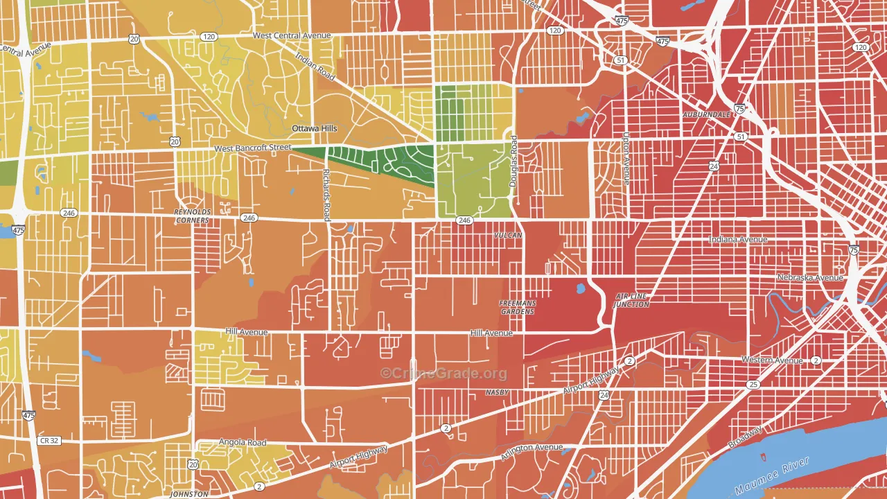 Scott Park, Toledo, OH Map of Burglary Rates