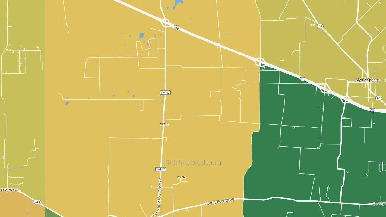 Scott, TX Map of Burglary Rates