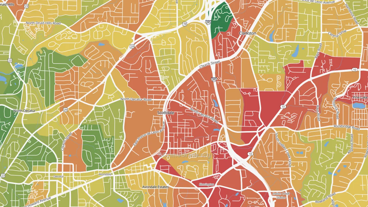 Scottdale, GA Map of Burglary Rates
