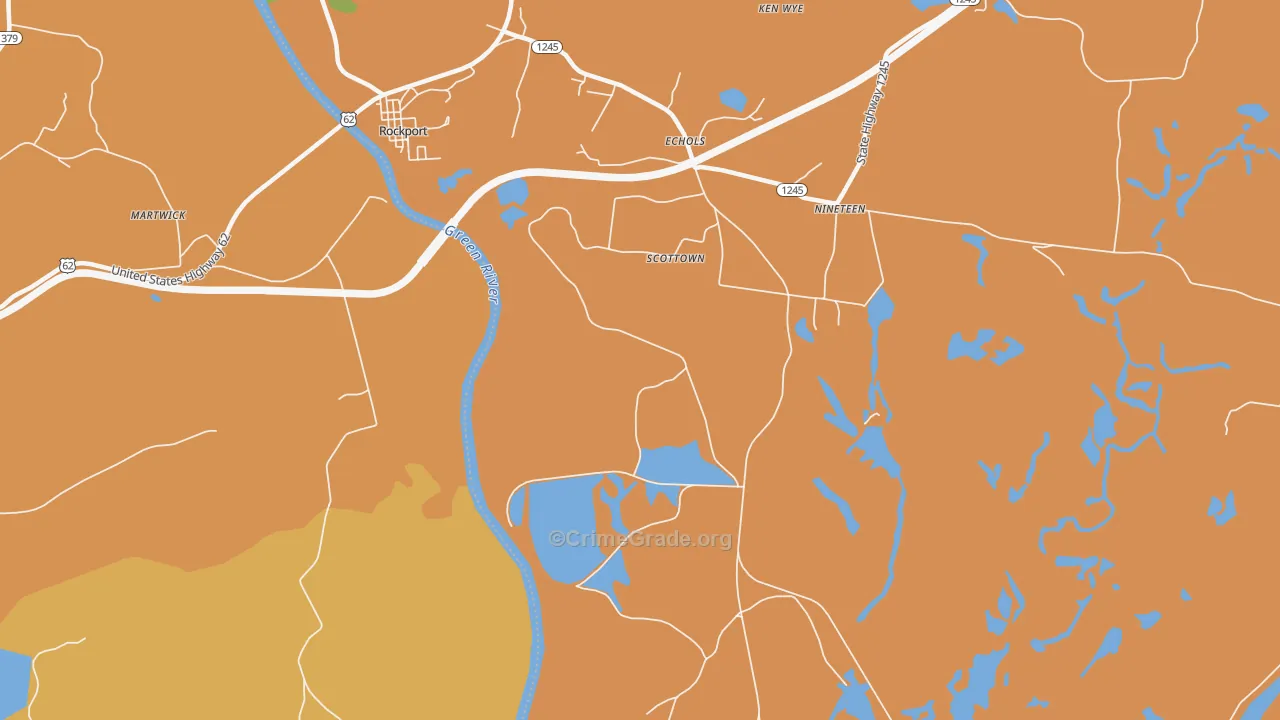 Scottown, KY Map of Burglary Rates
