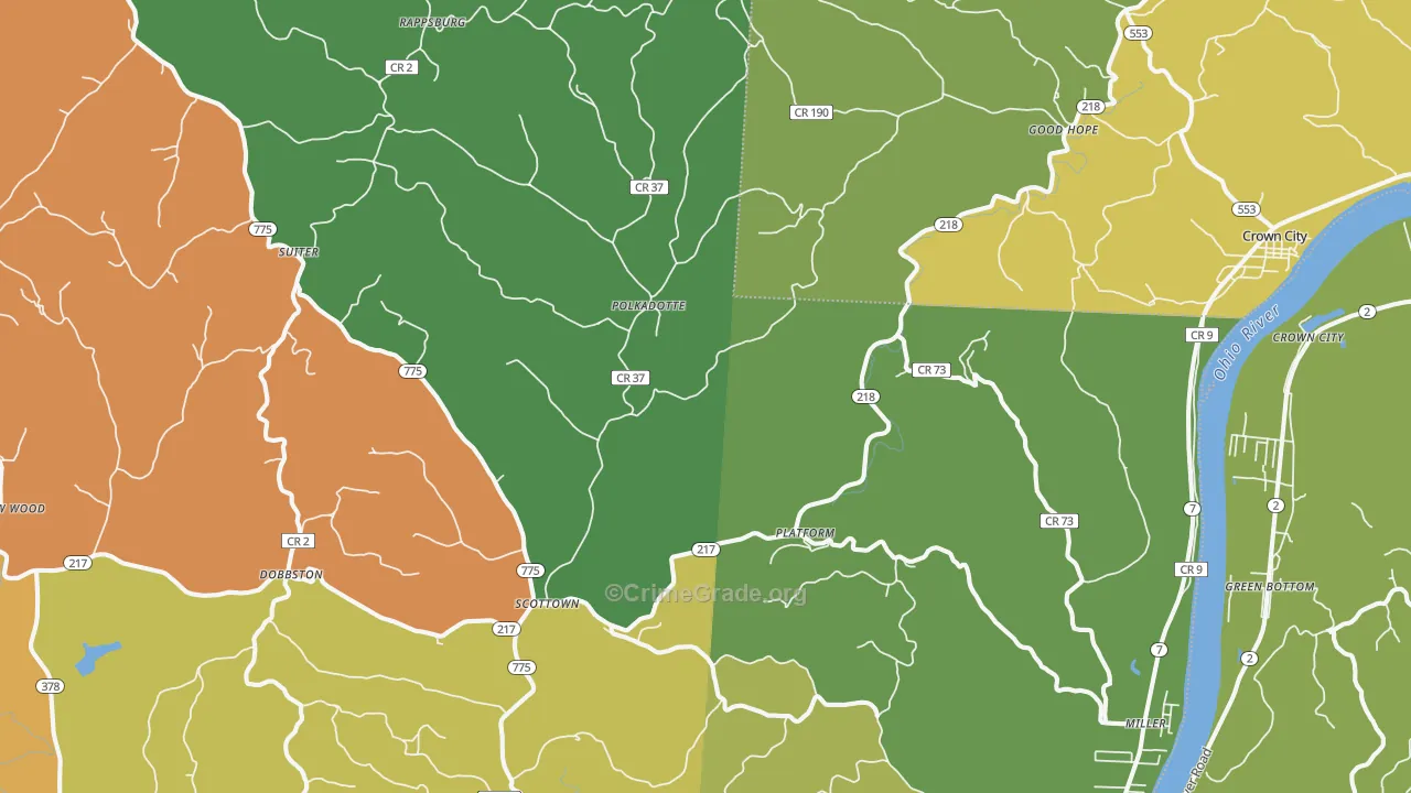 Scottown, OH Map of Burglary Rates