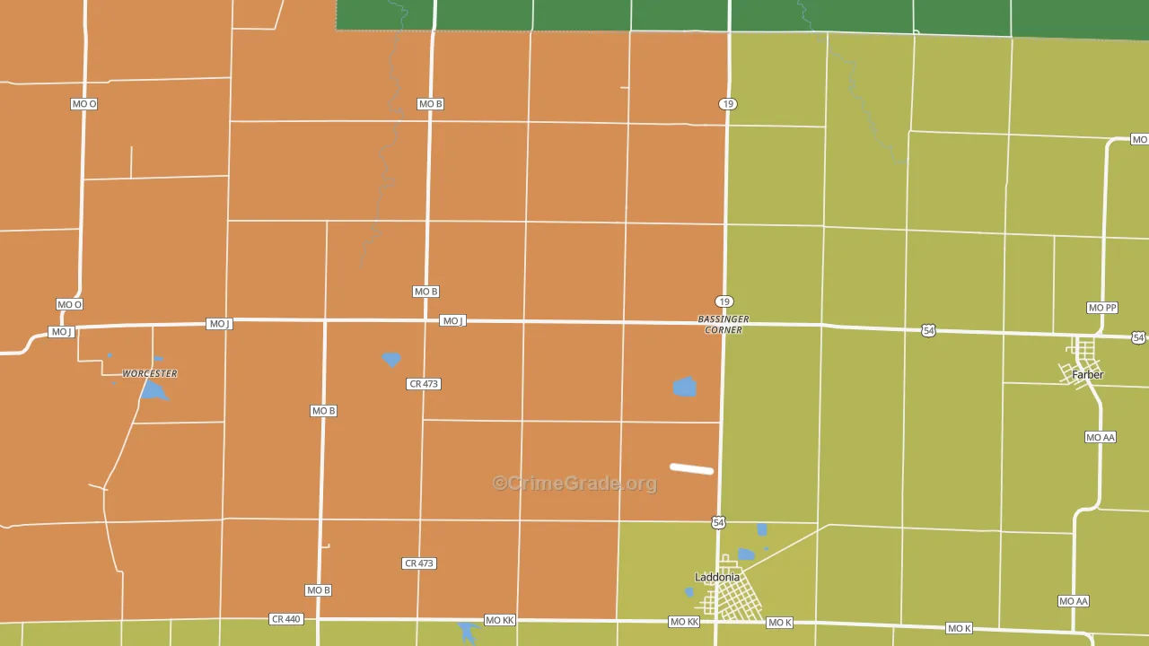 Scotts Corner, MO Map of Burglary Rates