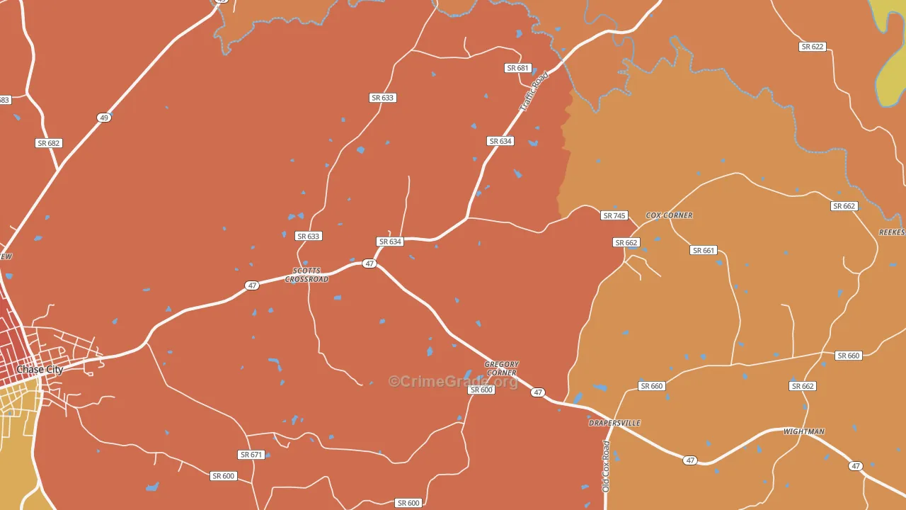 Scotts Crossroad, VA Map of Burglary Rates