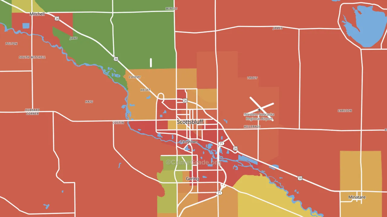 Scottsbluff, NE Map of Burglary Rates