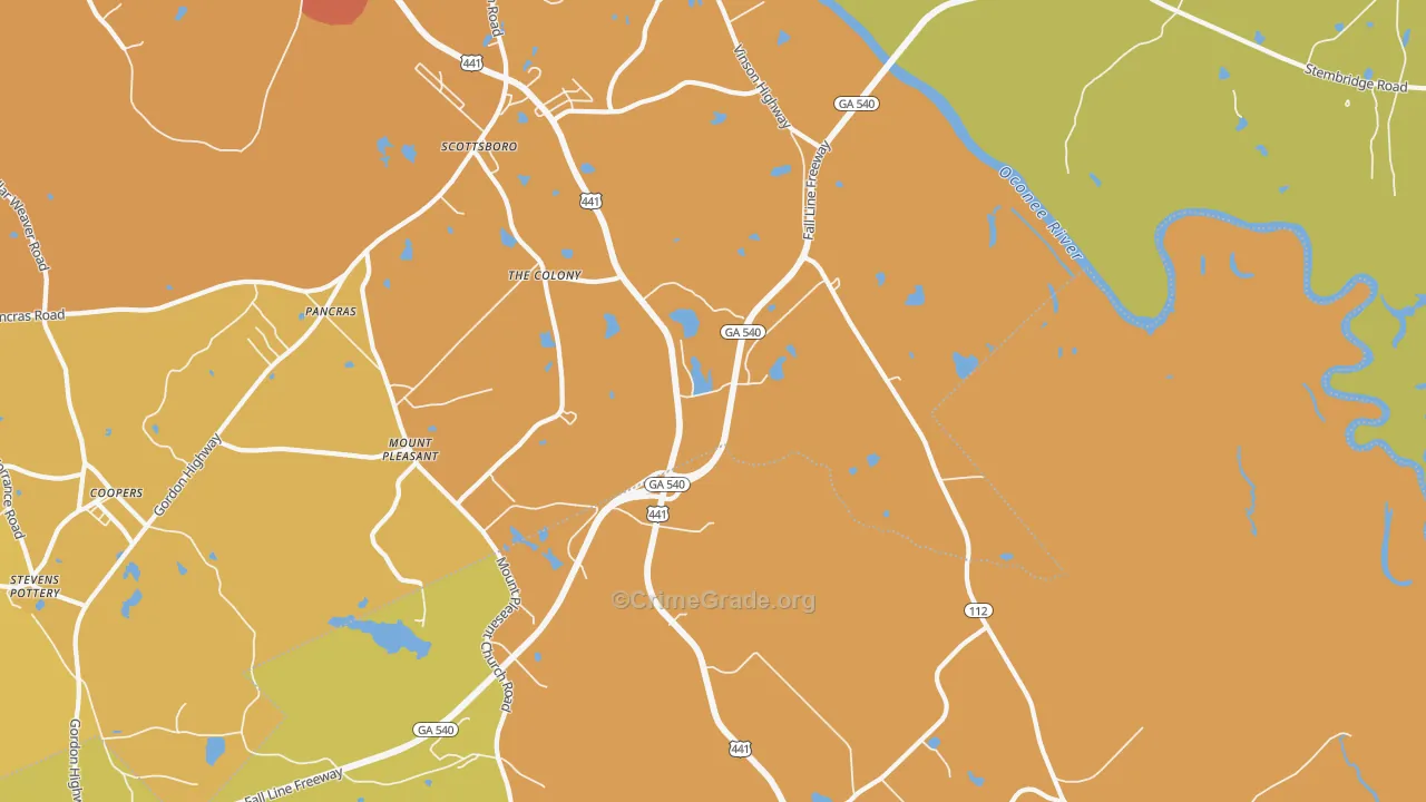 Scottsboro, GA Map of Burglary Rates