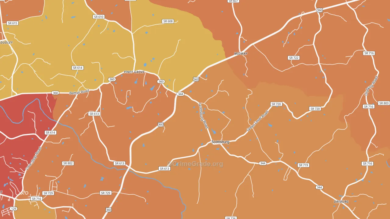 Scottsburg, VA Map of Burglary Rates