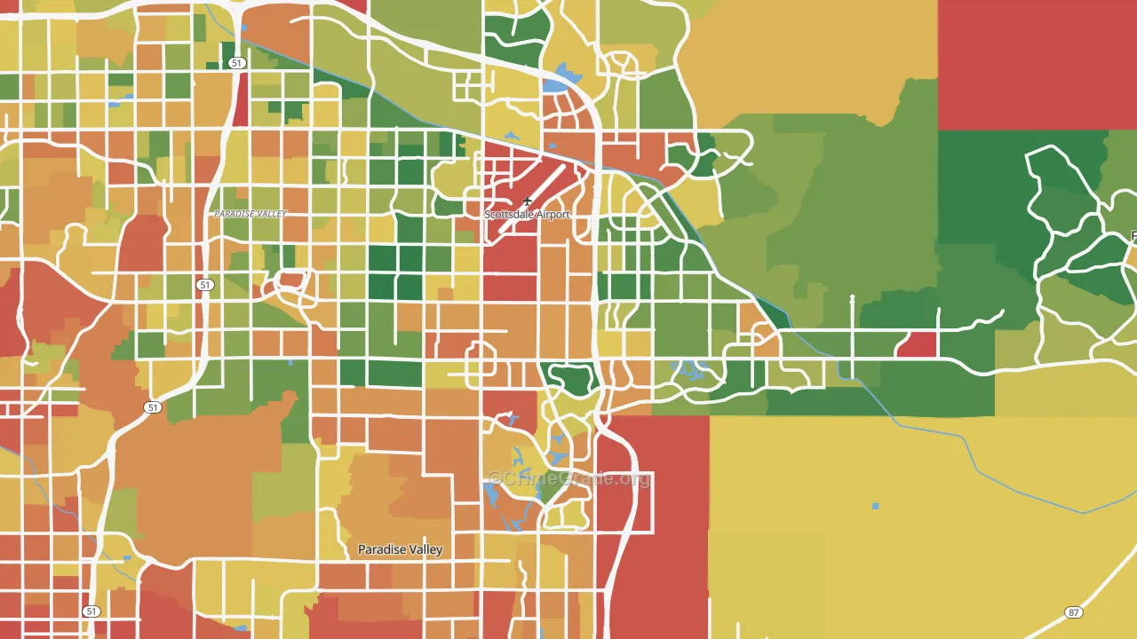 Scottsdale, AZ Map of Burglary Rates