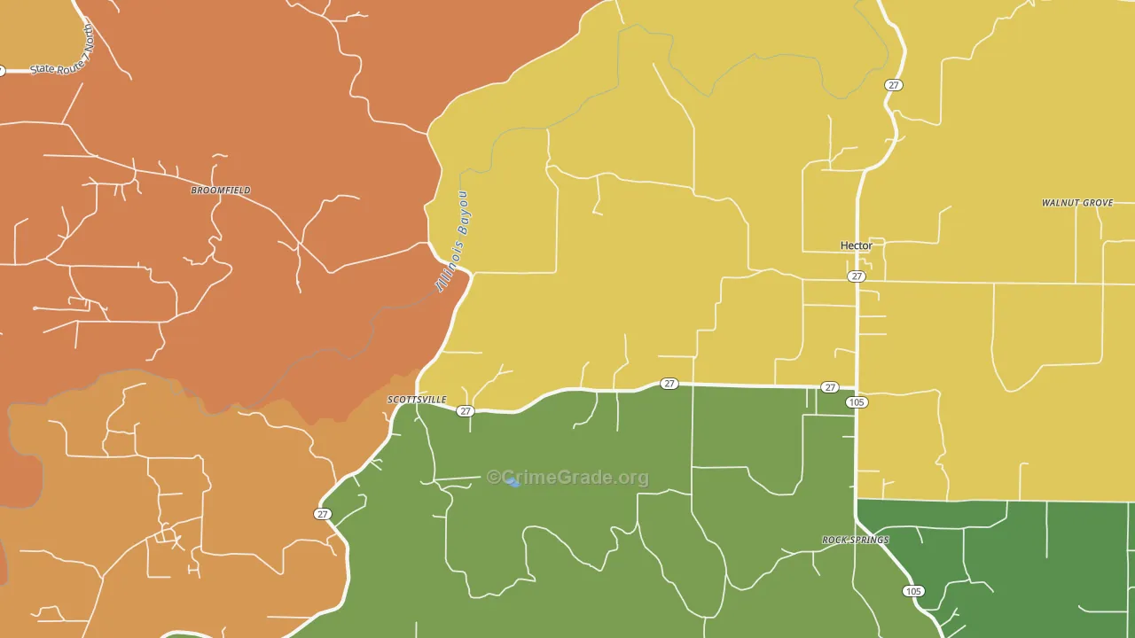 Scottsville, AR Map of Burglary Rates