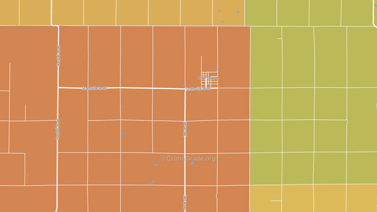 Scottsville, KS Map of Burglary Rates