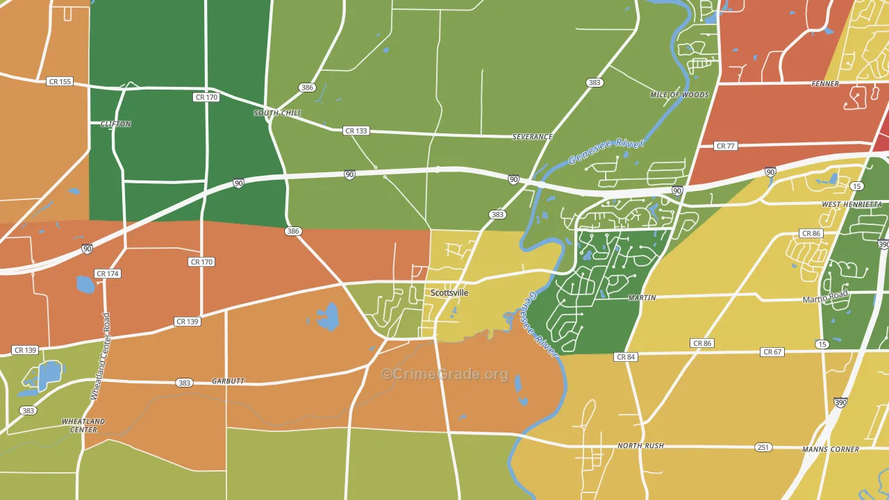 Scottsville, NY Map of Burglary Rates