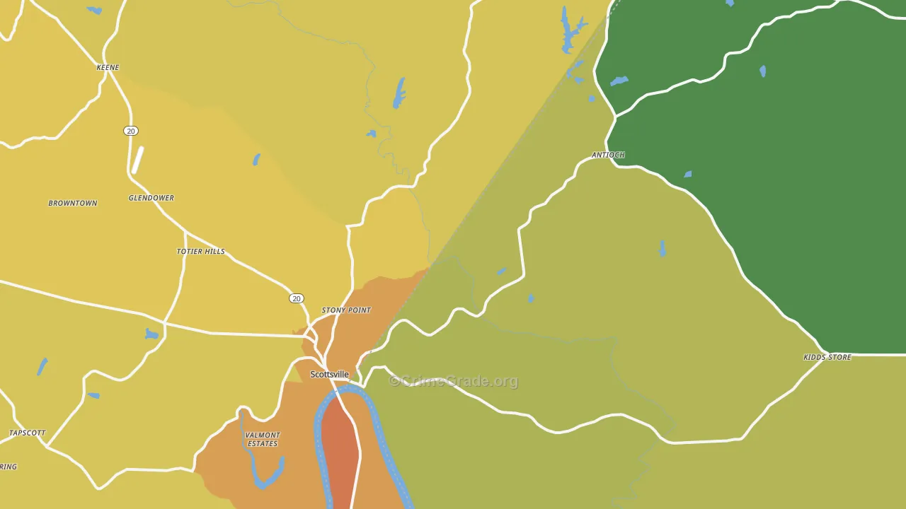 Scottsville, VA Map of Burglary Rates