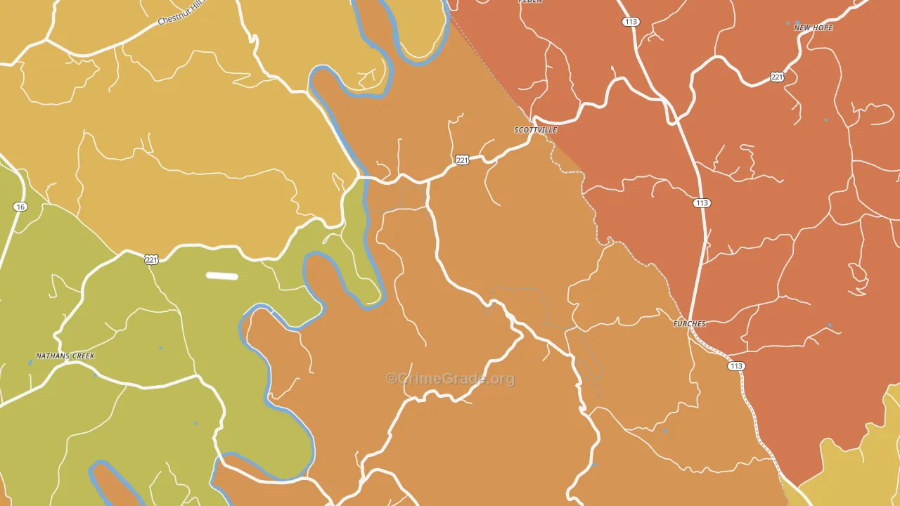Scottville, NC Map of Burglary Rates
