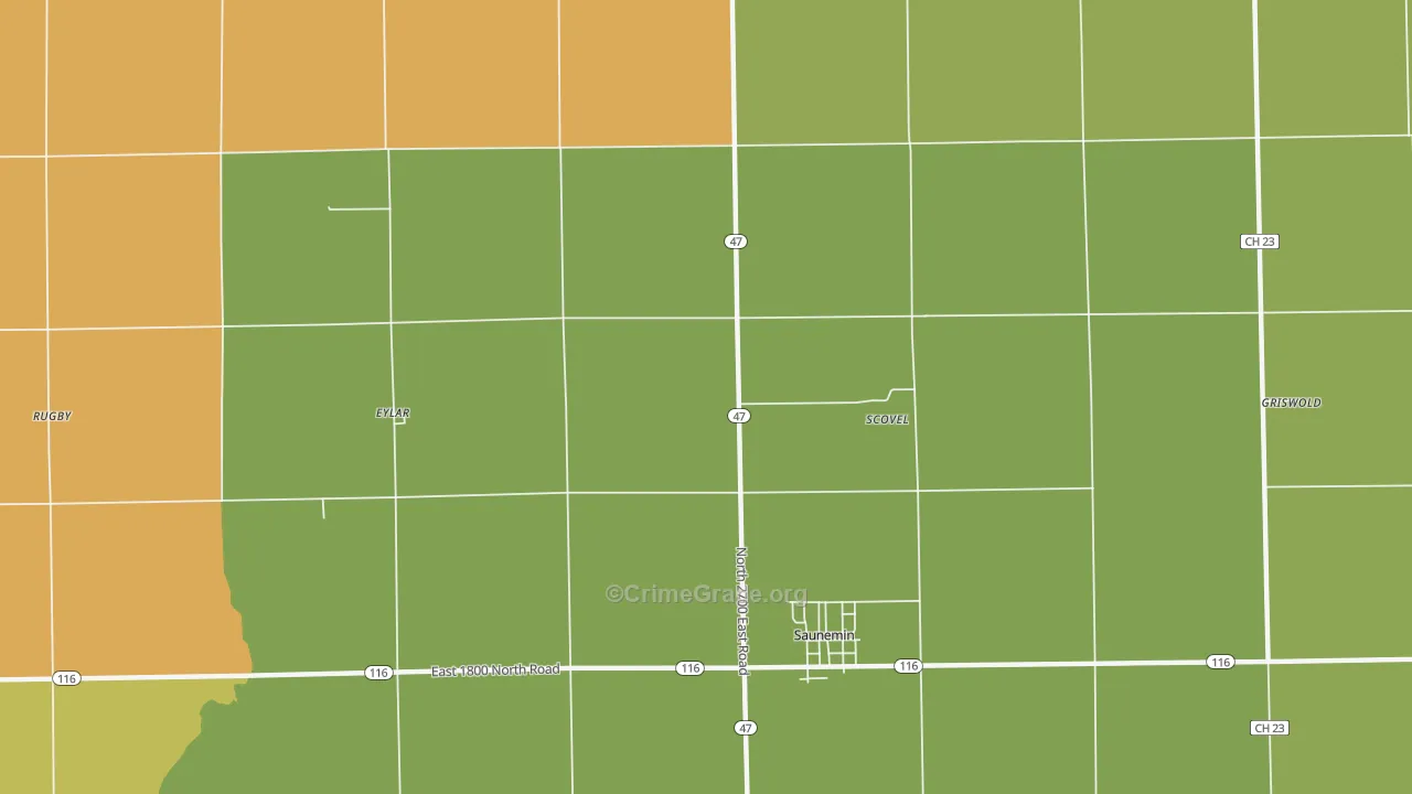 Scovel, IL Map of Burglary Rates