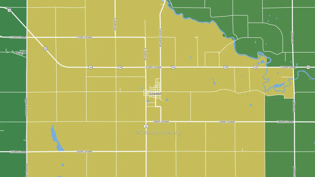 Scranton, IA Map of Burglary Rates
