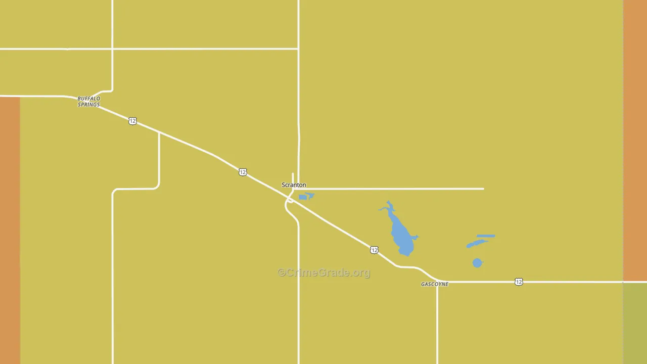 Scranton, ND Map of Burglary Rates