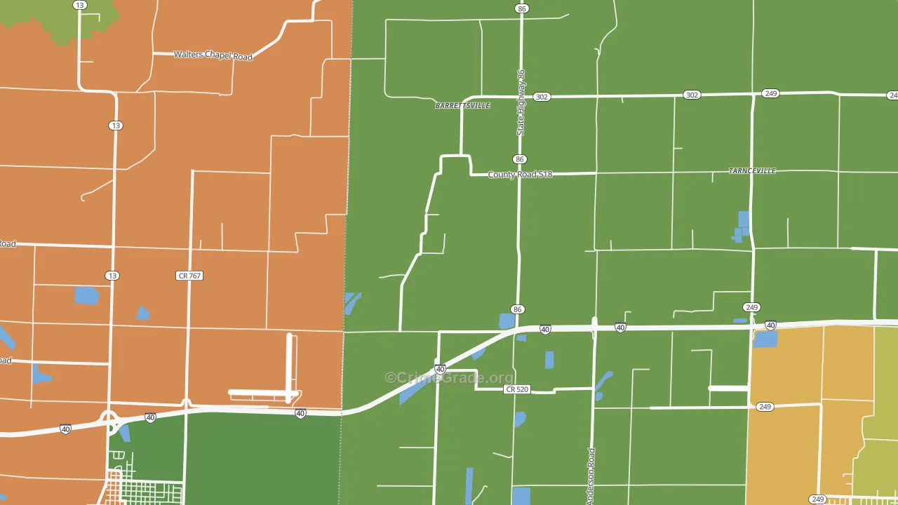 Screeton, AR Map of Burglary Rates
