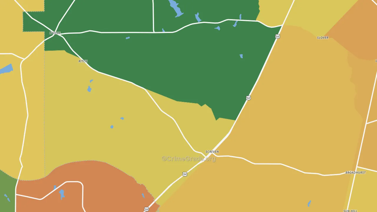 Screven, GA Map of Burglary Rates