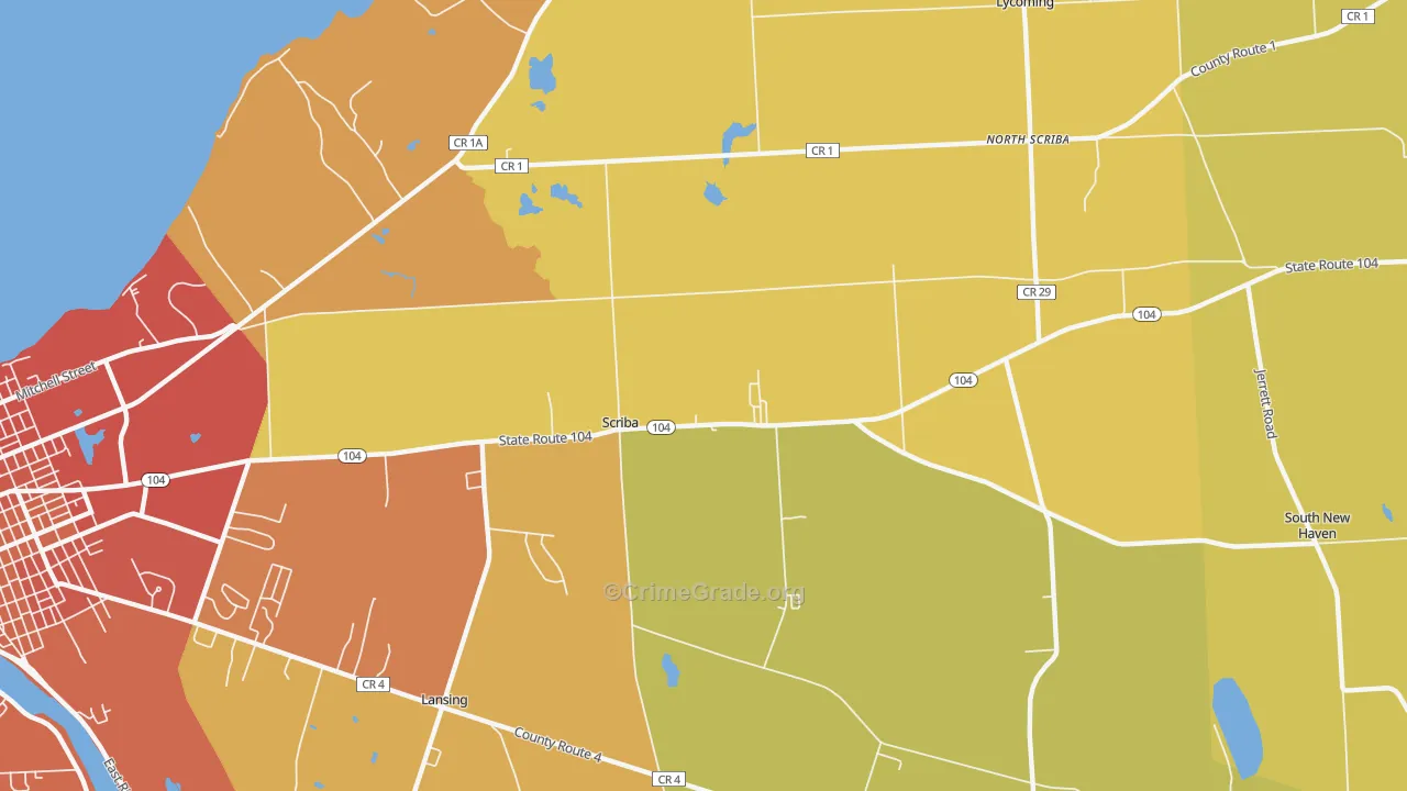 Scriba Center, NY Map of Burglary Rates