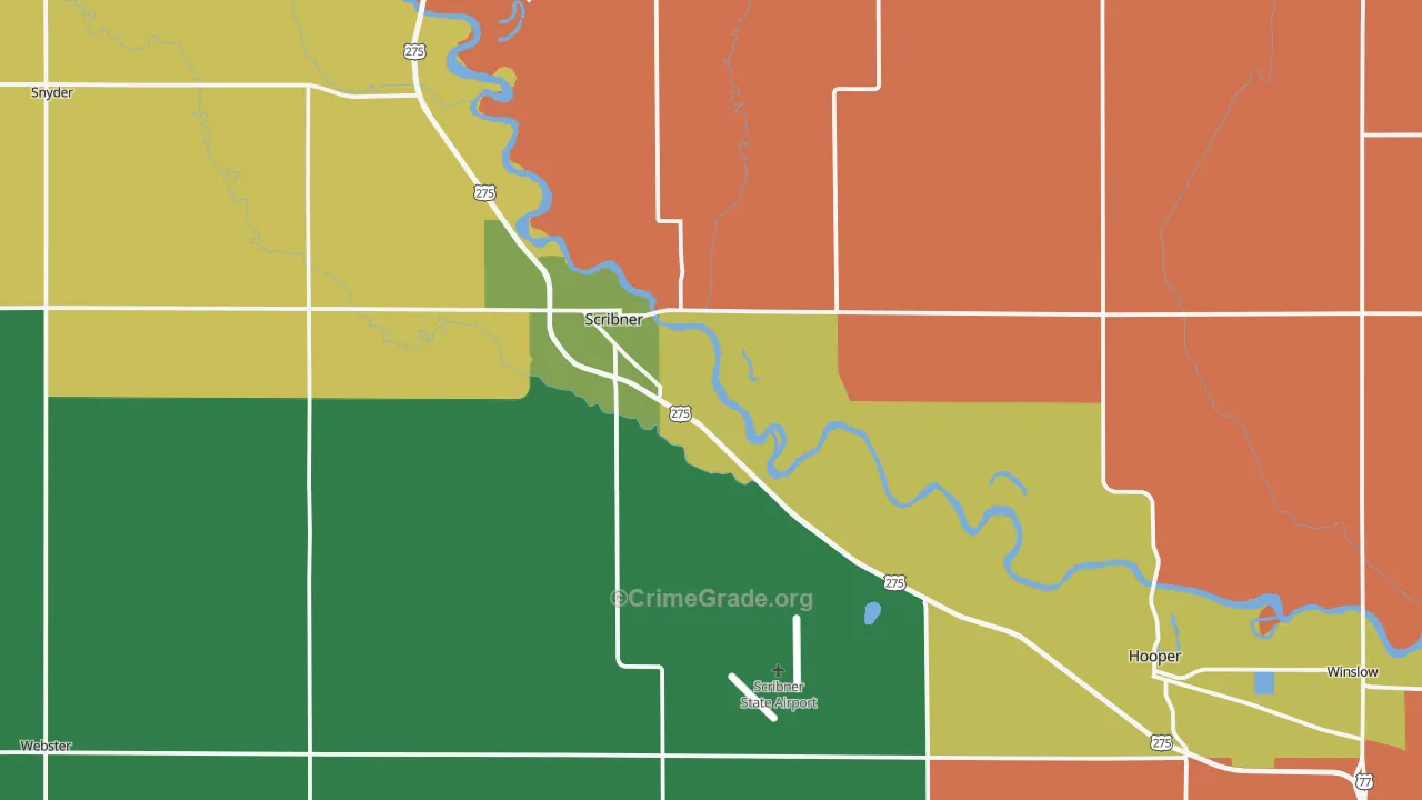 Scribner, NE Map of Burglary Rates