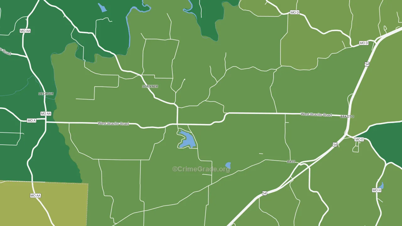 Scrivner, MO Map of Burglary Rates