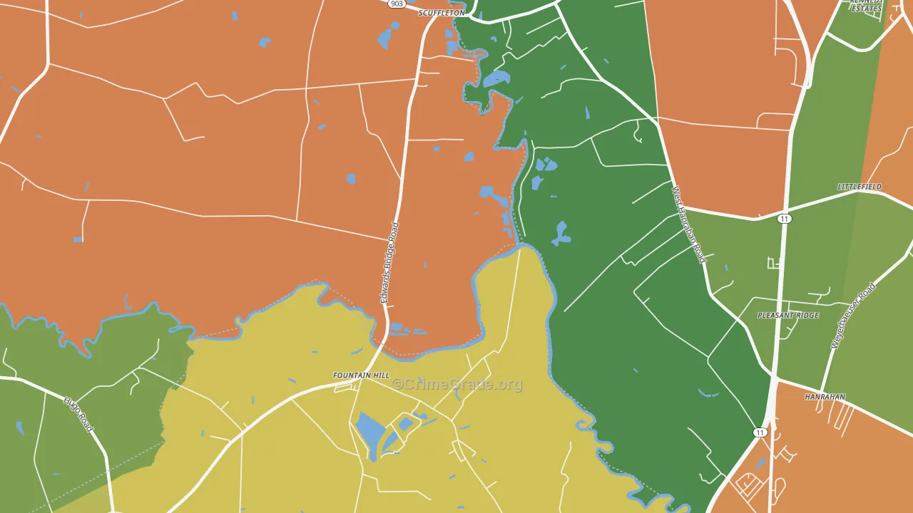 Scuffleton, NC Map of Burglary Rates