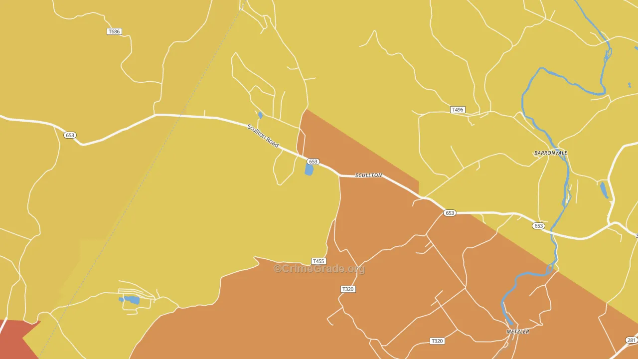 Scullton, PA Map of Burglary Rates