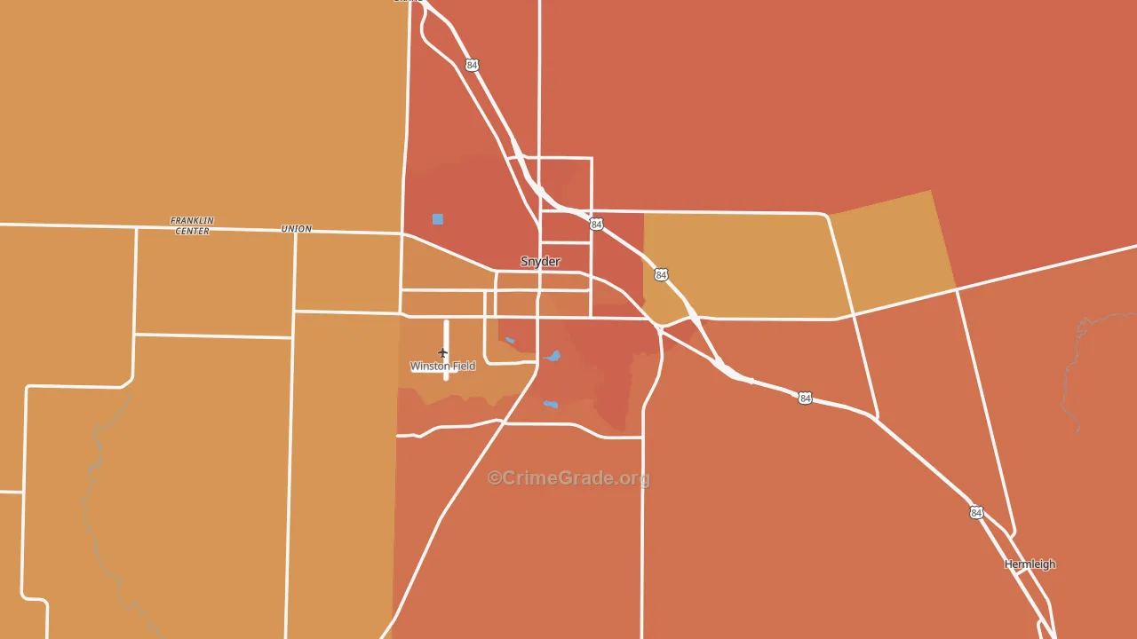 Scurry County, TX Map of Burglary Rates