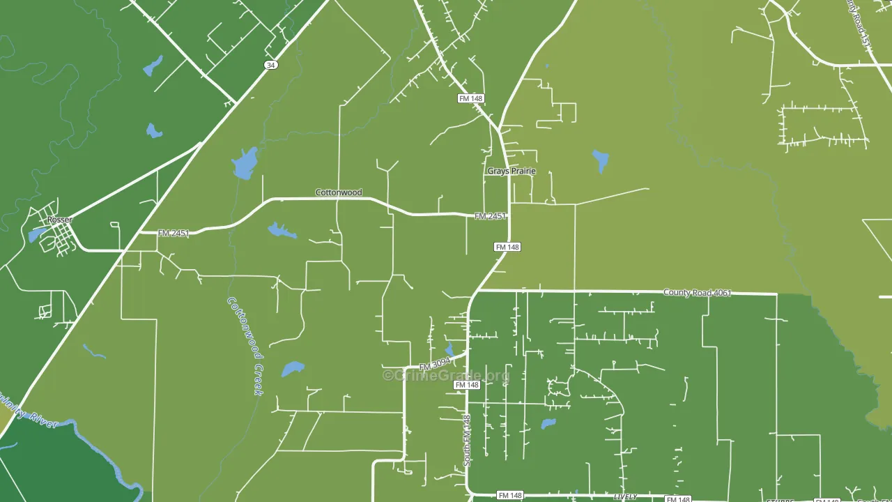 Scurry, TX Map of Burglary Rates