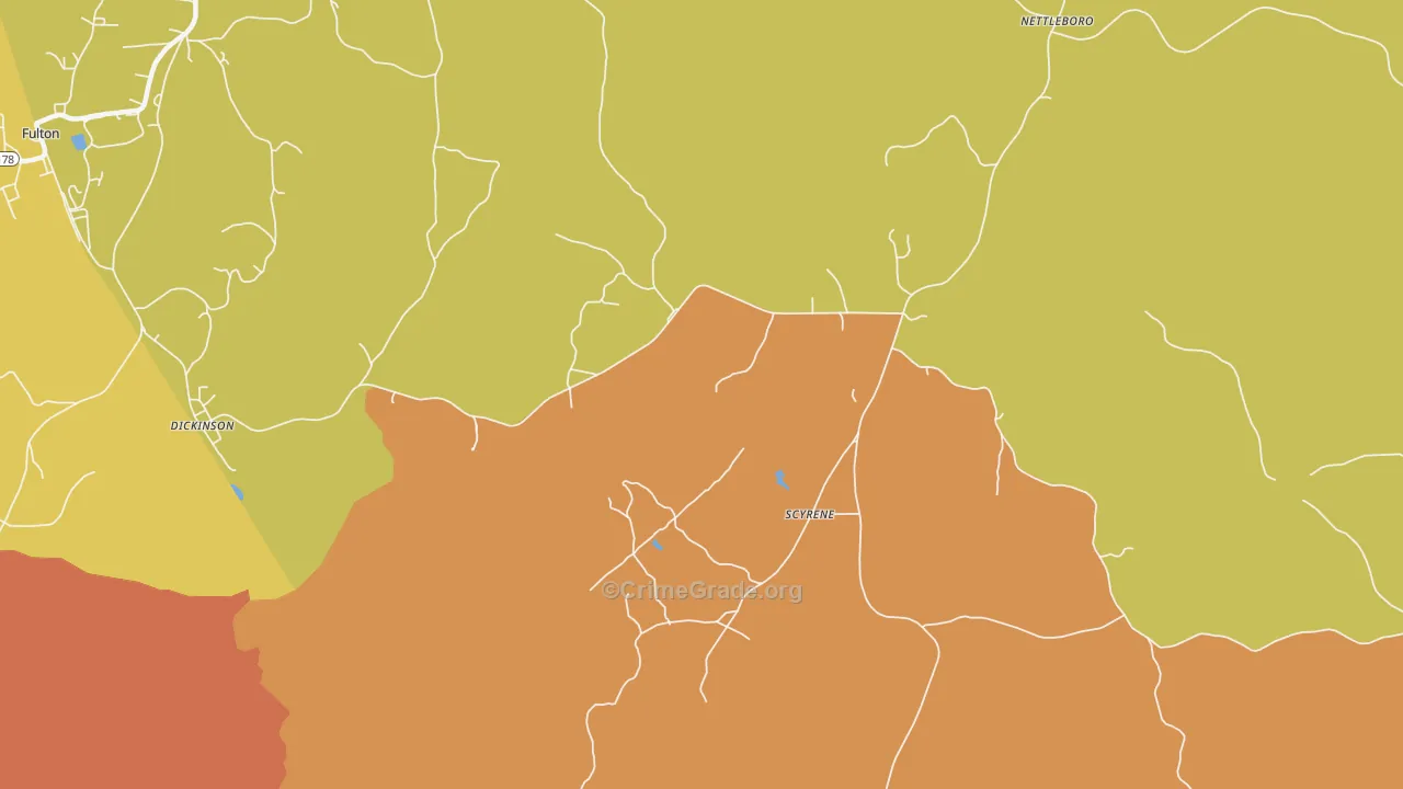 Scyrene, AL Map of Burglary Rates