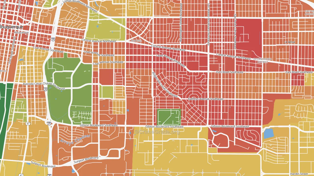 Se Heights, Albuquerque, NM Map of Burglary Rates