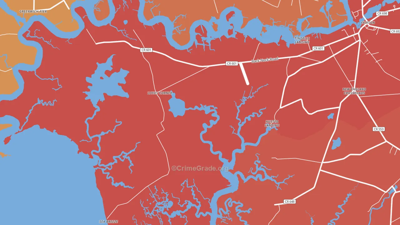 Sea Breeze, NJ Map of Burglary Rates
