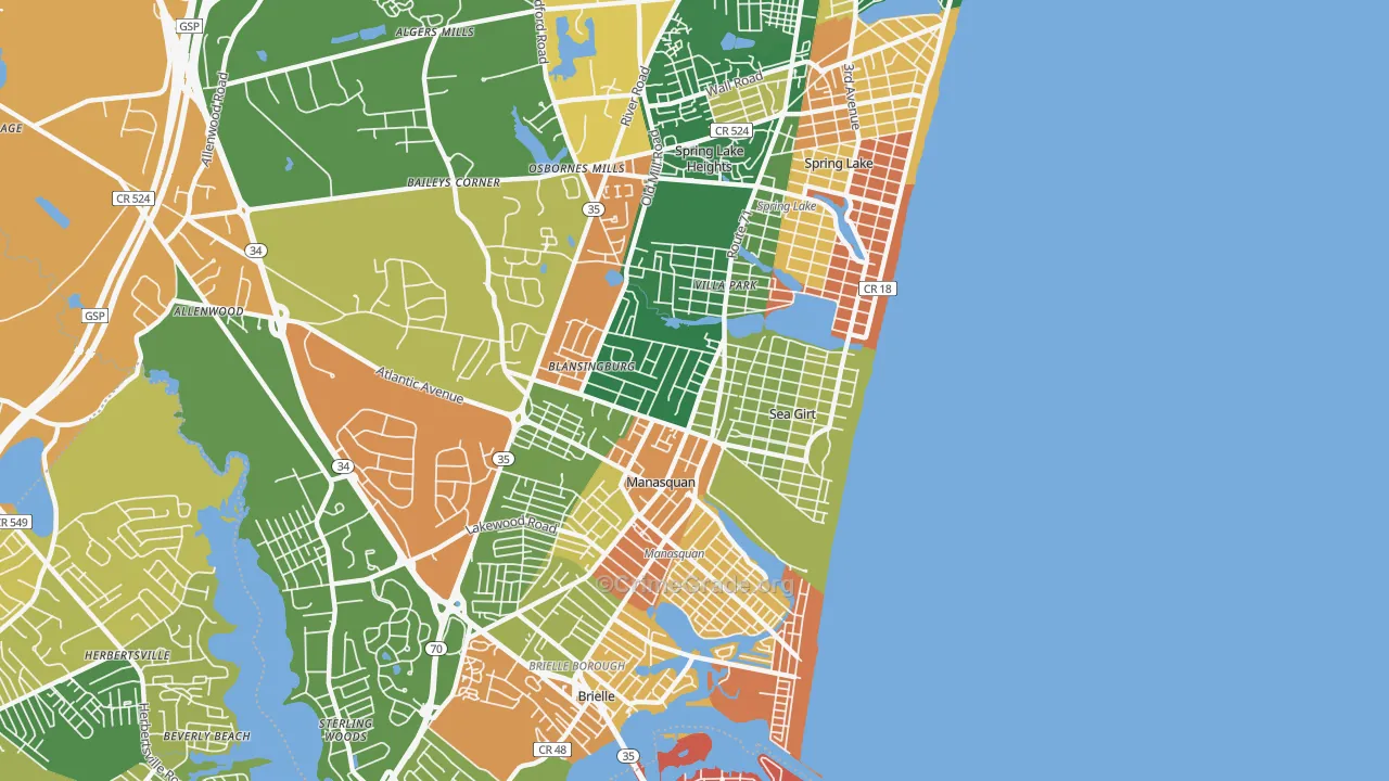 Sea Girt, NJ Map of Burglary Rates