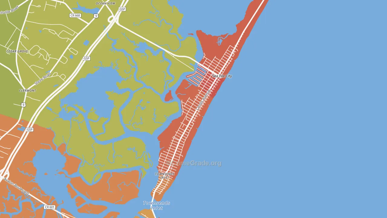 Sea Isle City, NJ Map of Burglary Rates