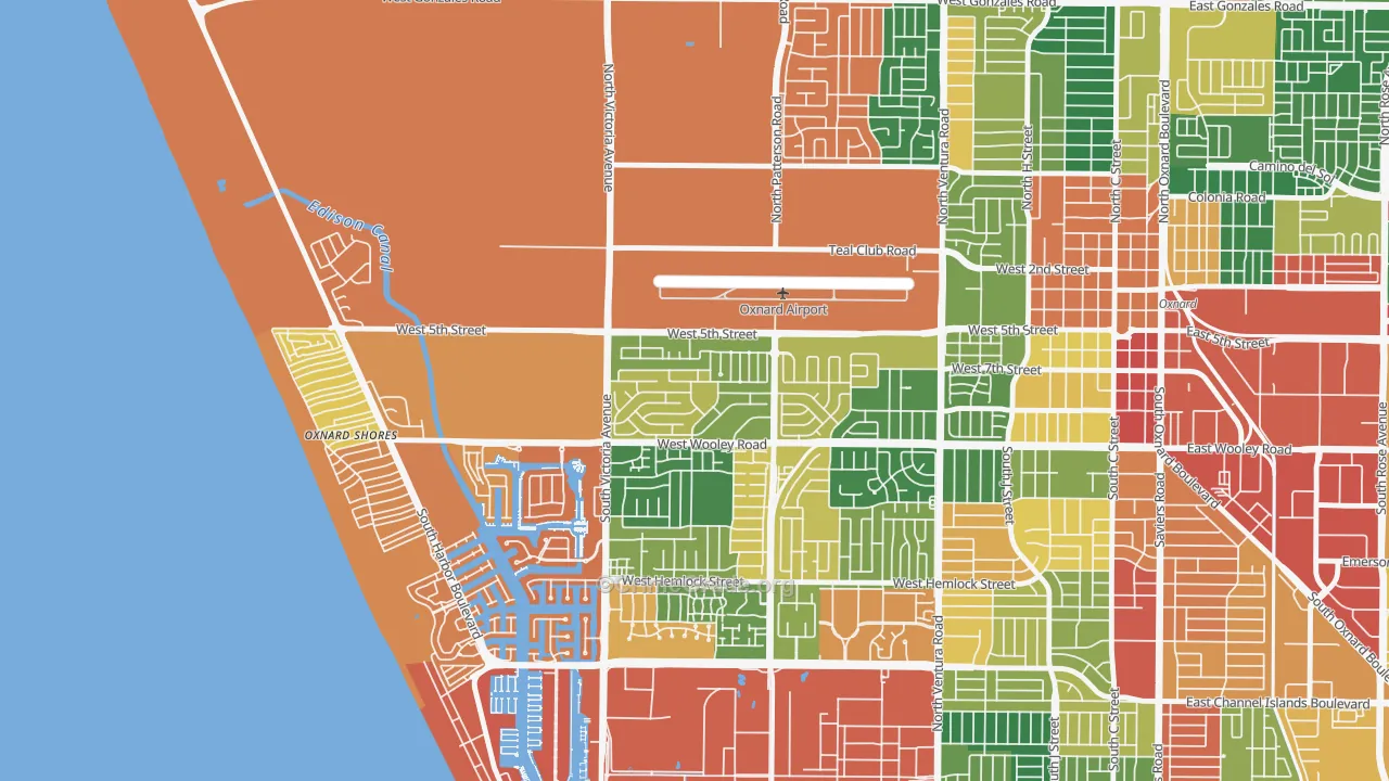 Sea View Estates, Oxnard, CA Map of Burglary Rates