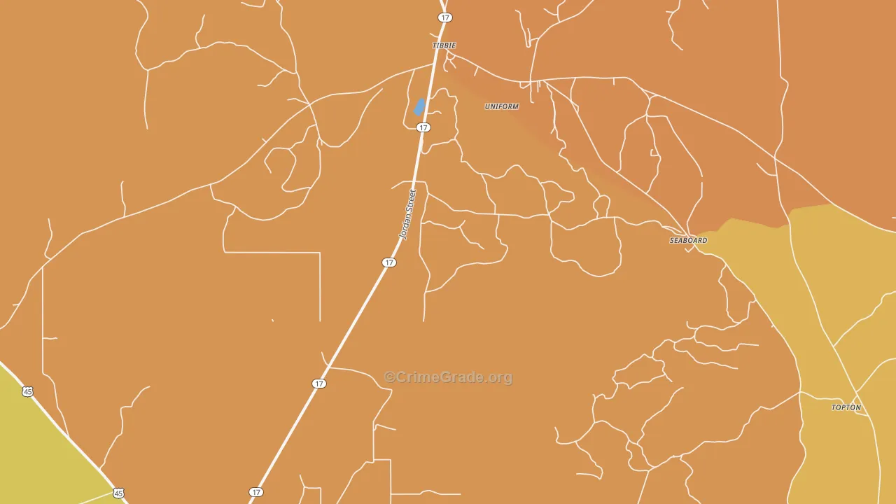 Seaboard, AL Map of Burglary Rates