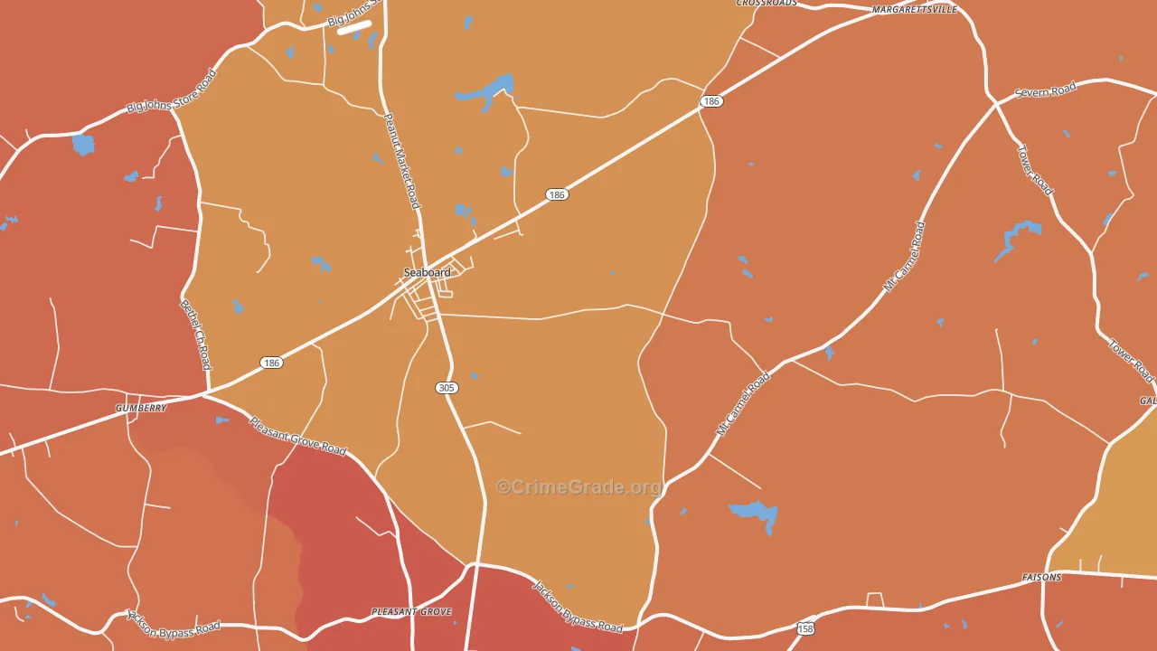 Seaboard, NC Map of Burglary Rates