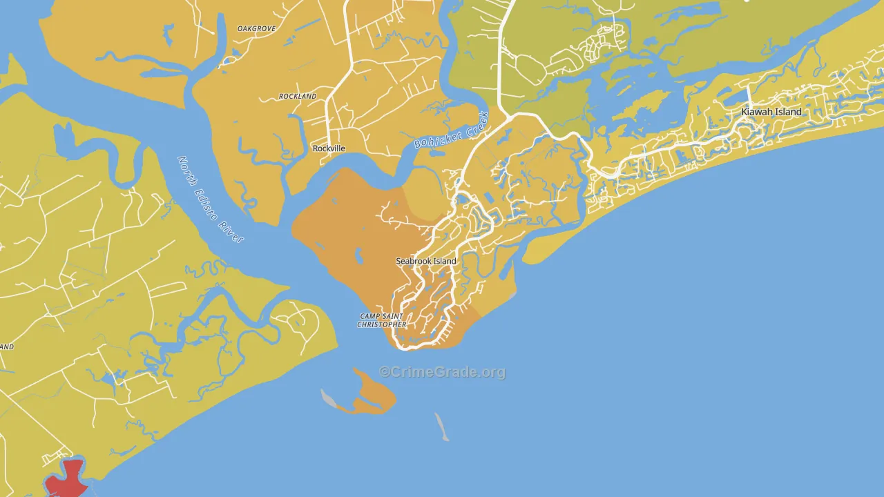 Seabrook Island, SC Map of Burglary Rates