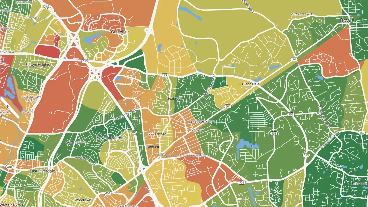 Seabrook, MD Map of Burglary Rates