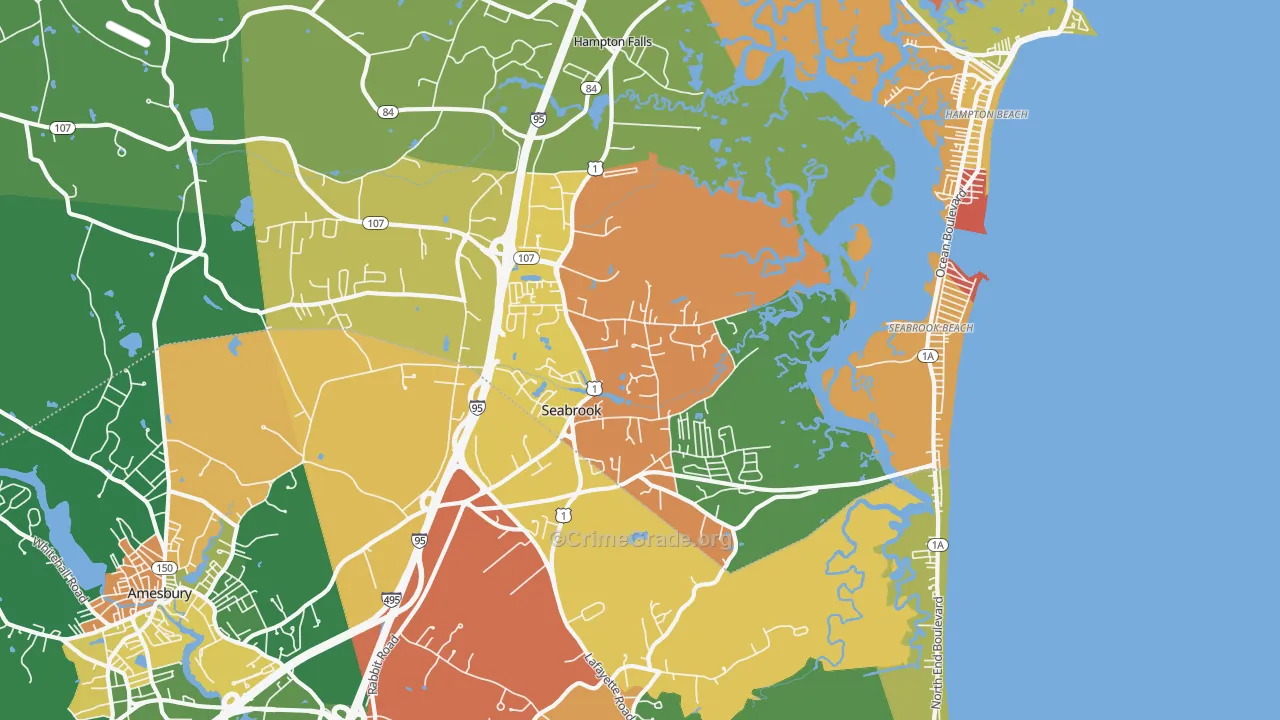 Seabrook, NH Map of Burglary Rates