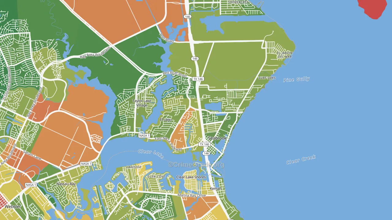 Seabrook, TX Map of Burglary Rates