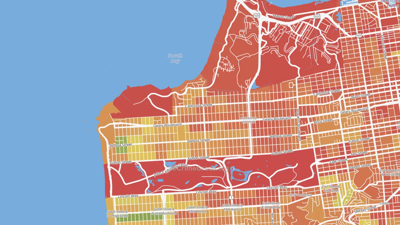 Seacliff, San Francisco, CA Map of Burglary Rates