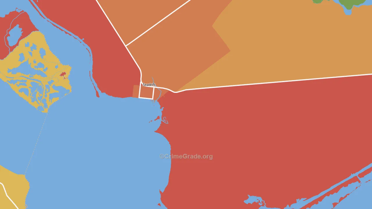 Seadrift, TX Map of Burglary Rates