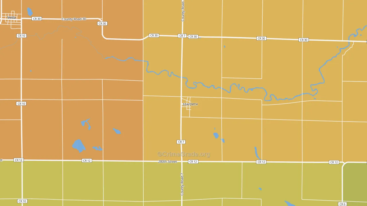 Seaforth, MN Map of Burglary Rates