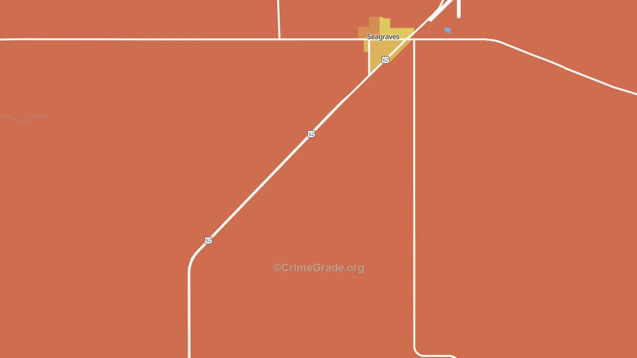 Seagraves, TX Map of Burglary Rates