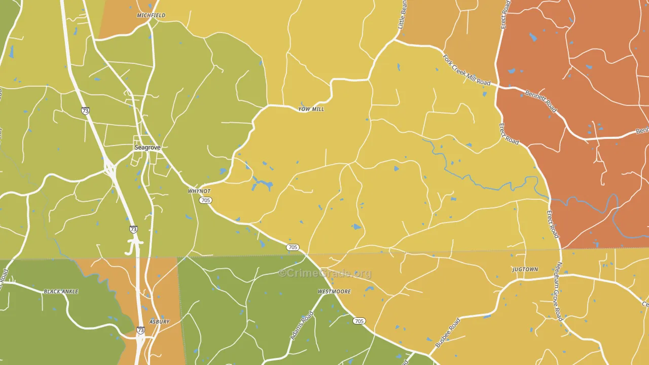 Seagrove, NC Map of Burglary Rates
