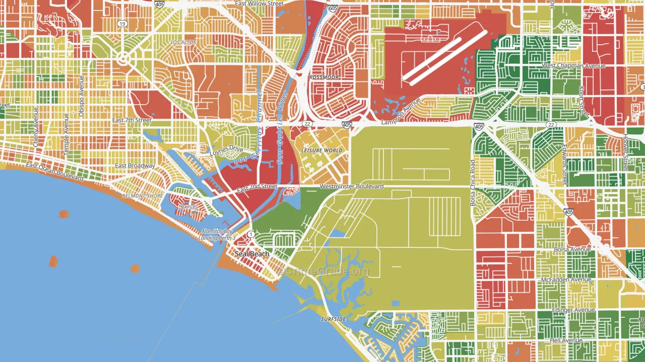 Seal Beach, CA Map of Burglary Rates