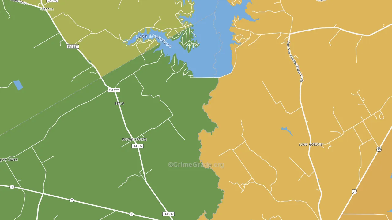 Seale, TX Map of Burglary Rates